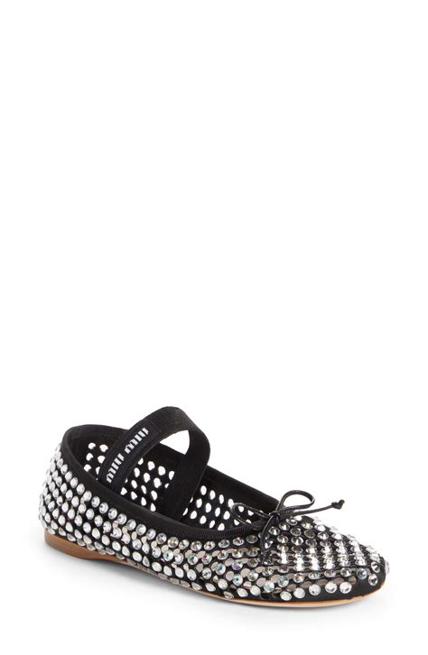 miu miu crystal ballet flats|midi miu flat sandals.